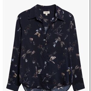 L’AGENCE Holly Butterfly Print Button-Up Shirt